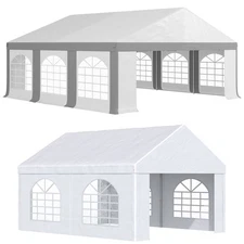 Outsunny Carport & Party Tent, Windows for Catering, Wedding