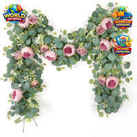 KüNstliche Blumengirlande Eukalyptus Rosa Dekorative Wandbehangpflanze 2 StüCk