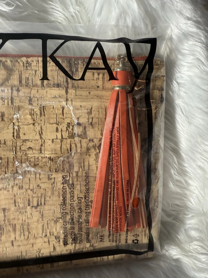 MARY KAY Bag COSMETIC Makeup Cork Soft Case Pouch Tassel Top Zip Unisex NIB - Image 4 of 4