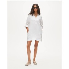J Crew V Neck Popover Linen Dress 2X NWT White CS981 Coastal Resort Travel