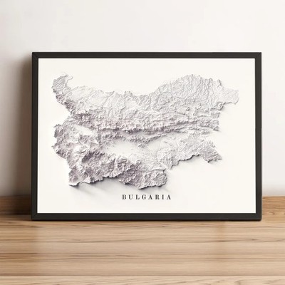 Bulgaria Map, Bulgaria 2D Relief Map, Bulgaria Vintage Map - 2D Flat Print