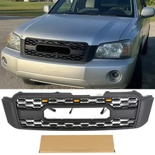 Black Front Grille Fits For Toyota Highlander Kluger XU20 2004-2007 W/Led