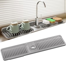 24 Inch Longer Silicone Faucet Mat, 7 Slope Fast Self-draining Faucet Mat for