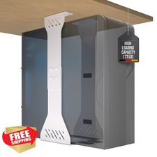 Heavy Duty Under Desk PC Tower Holder Mount Adjustable White 77 lbs