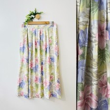 Vintage Alfred Dunner Pastel Floral Pleated Midi Cottagecore Skirt Size 16