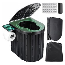Portable Camping Toilet for Adults - Compact Folding Travel Potty with Lid  Pap