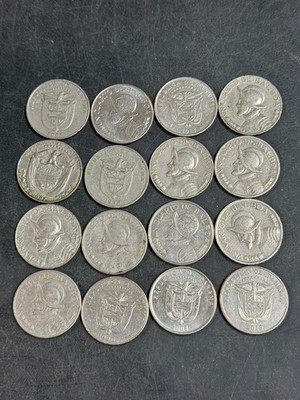 16 Panama 25 Centesimos Coins - 16 X .25 Centavos Balboa Rare Vintage Rare