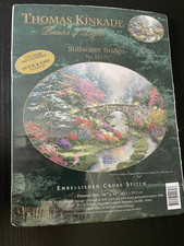 Thomas Kinkade STILLWATER BRIDGE Embellished Cross Stitch By Candamar Designs