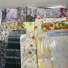 Lot Vintage All Occasion Wrapping Paper Full Sheets And Remnants BL3