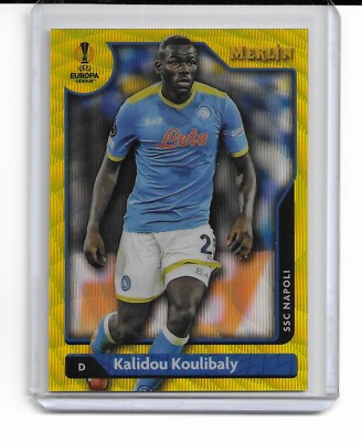 2021-22 Topps Merlin Chrome Kalidou Koulibaly Yellow Wave Refractor #'d 014/225
