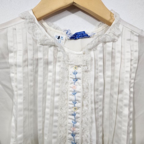 Eve Stillman Hand Embroidered Silk Nightgown Ivory Cottage Peasant Womens Size M - Picture 6 of 13