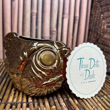 Three Dots And A Dash Gilded Gold Angler Fish Tiki Mug Chicago Tiki Farm Coaster
