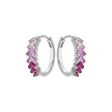 Marquise Pink Topaz Hoop Earrings Sterling Silver 925 Hallmarked Brand New Boxed