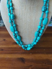 multi strand necklace Chunky Turquoise Bead Necklace