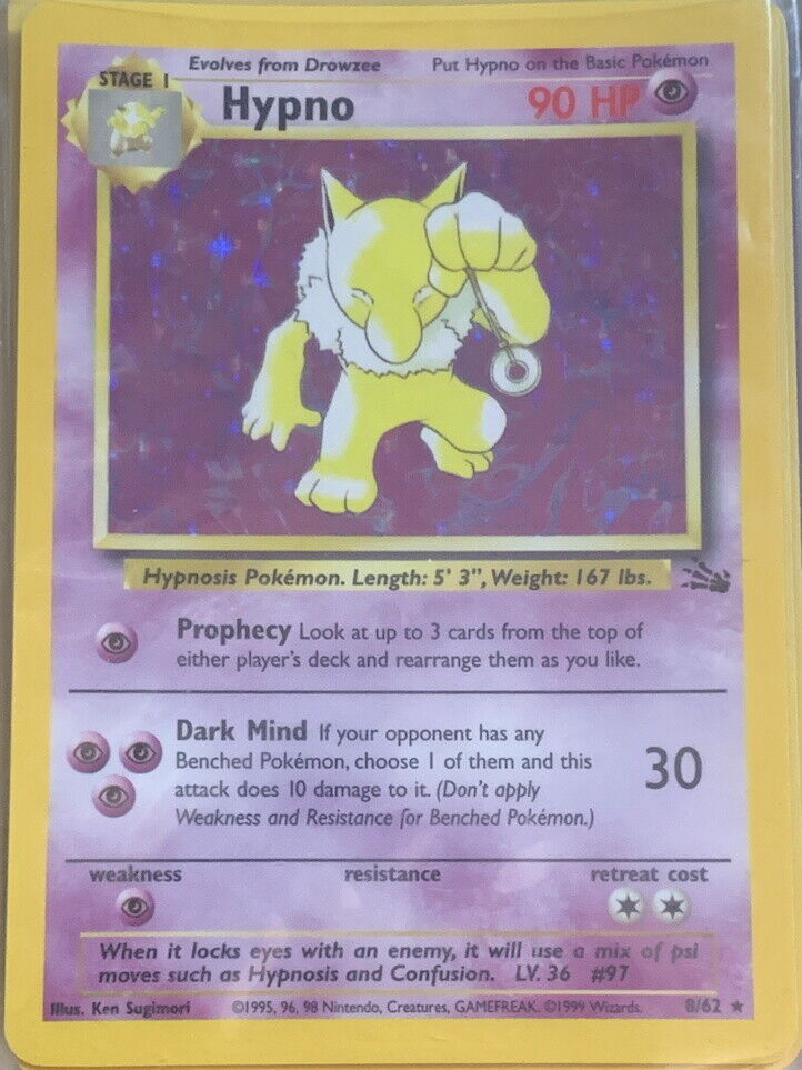 POKEMON Card FOSSIL HYPNO #8/62 Black Star Rare Holo Foil POKEMON Card FOSSIL HYPNO #8/62 Black Star Rare Holo Foil