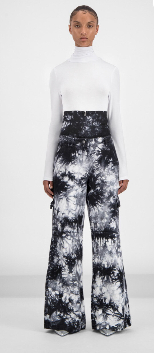 Daily Paper Womens Black White Tie Dye Gemma Palazzo Pants Corset Set