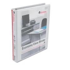 Universal UNV20742 Economy D-Ring Vinyl View 3-Ring Binders, White-12 Pack