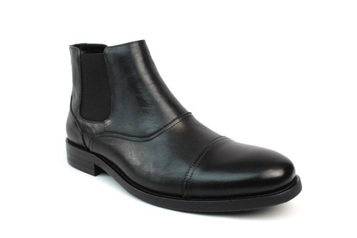 Botas negras para hombre exclusivas de cuero genuino puntera con cremallera Chukka Henry AZARMAN - Imagen 2 de 9