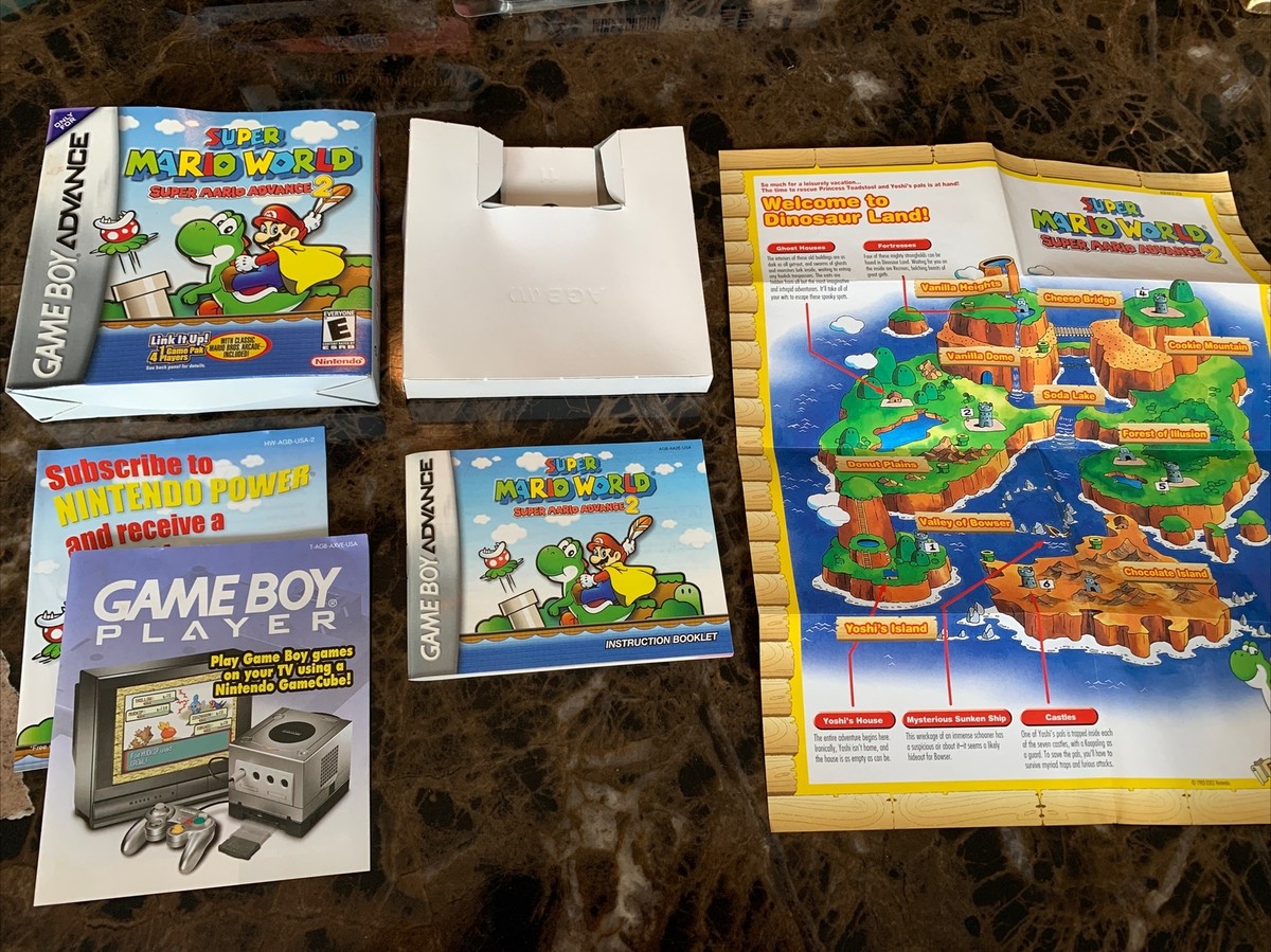 *No Game* Super Mario World Super Mario Advance Box, Manual, Map, Inserts  GBA