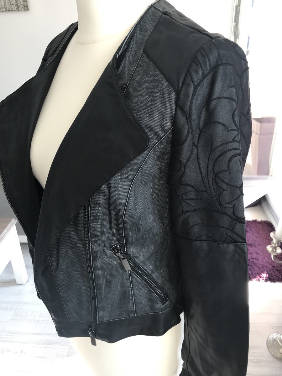 Orsay Lederjacke/Kunstleder schwarz/grau 38 Blogger Style Verzierungen - Main Image