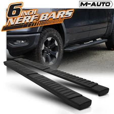 Black 6" Side Step Running Board Nerf Bar w/Pad for 2019-2022 RAM 1500 Quad Cab