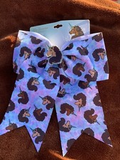 Afro Unicorn Large Girls Hair Bow Clip Super Cute Unicorn Print Multicolor NWT