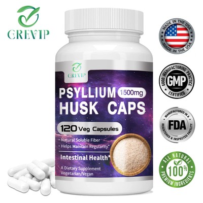 Psyllium Husk Caps 1500mg - Digestive Health, Detox Colon Cleanse, Weight Loss