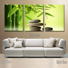 Zen Stone and Bamboo ready to hang mounted wall art/better than stretched canvas