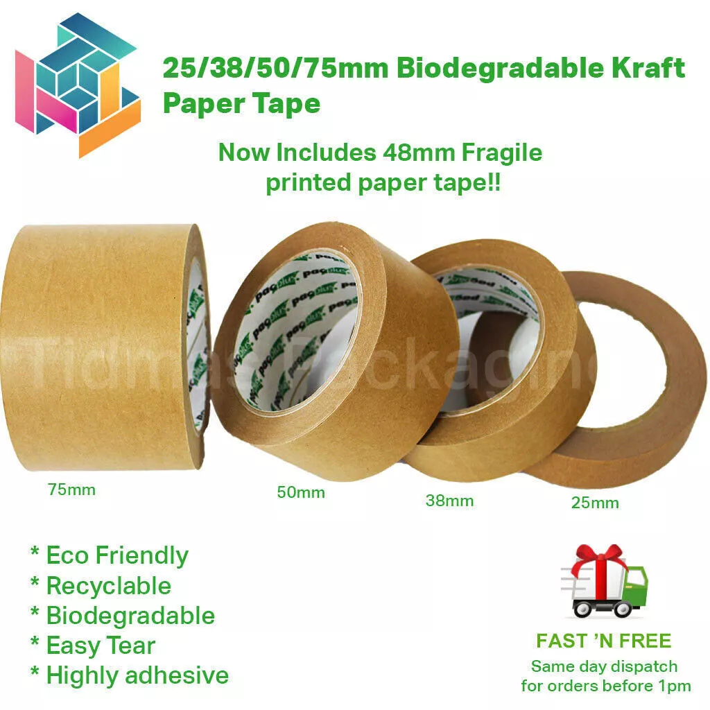 Brown Kraft Paper Tape Eco Friendly Recyclable, Biodegradable, Packaging  Tape