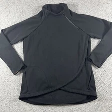 Athleta Pullover Jacket Black Medium Karma Asym 158981 Zip Neck Fleece Active