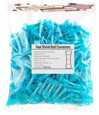 100Pcs Waterproof Electrical Heat Shrink Wire Butt Connectors Terminals Crimp