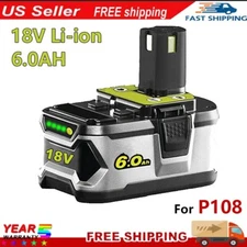 New For Ryobi P108 18V ONE Plus Battery 18 Volt LITHIUM-ION 6.0Ah High Capacity