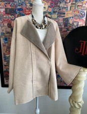 Marla Wynne Oatmeal Latte Double-faced Melton Coat Xl New Topper Reversible