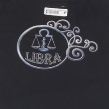 NWT LIBRA ZODIAC SIGN SOCIAL BALANCED ROMANTIC BLACK MEDIUM T-SHIRT J537
