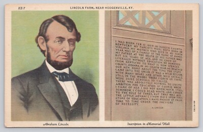 Abraham Lincoln Memorial Hall Lincoln Farm Near Hodgenville KY c1934 Postcard