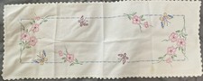 Vintage hand embroidered table runner Handmade lace