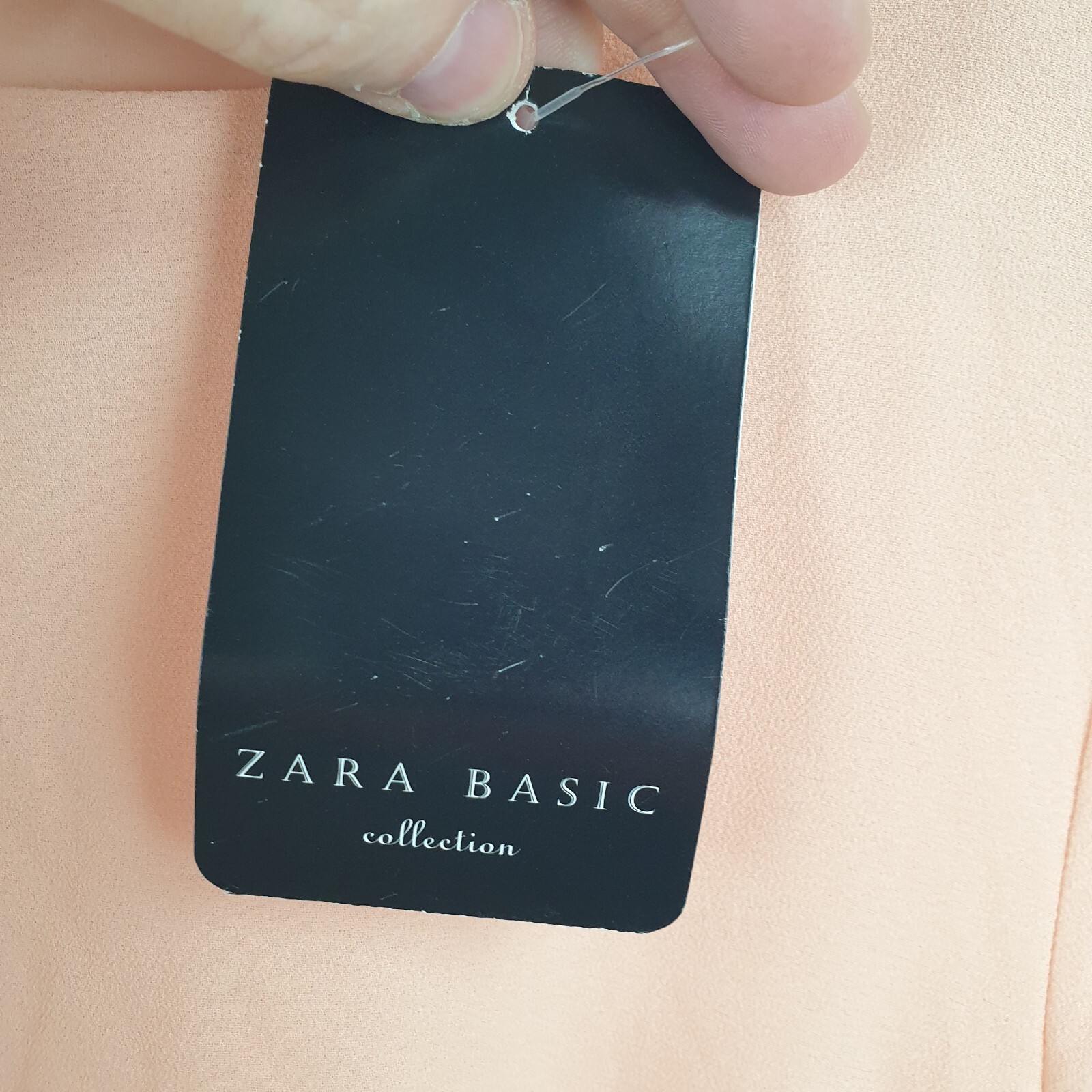 Zara Ruched Tunic Dress Women's XS Peach Knee Length Midi Casual Round Neck thumbnail 5