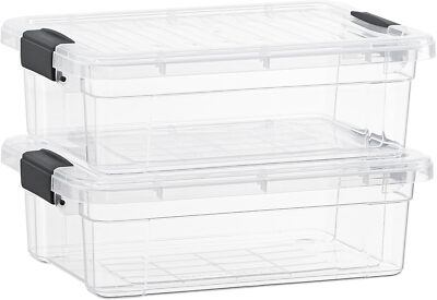 Superio Clear Storage Bins with Lids, 2 Pack- Plastic Storage Boxes - 1.25 Quart