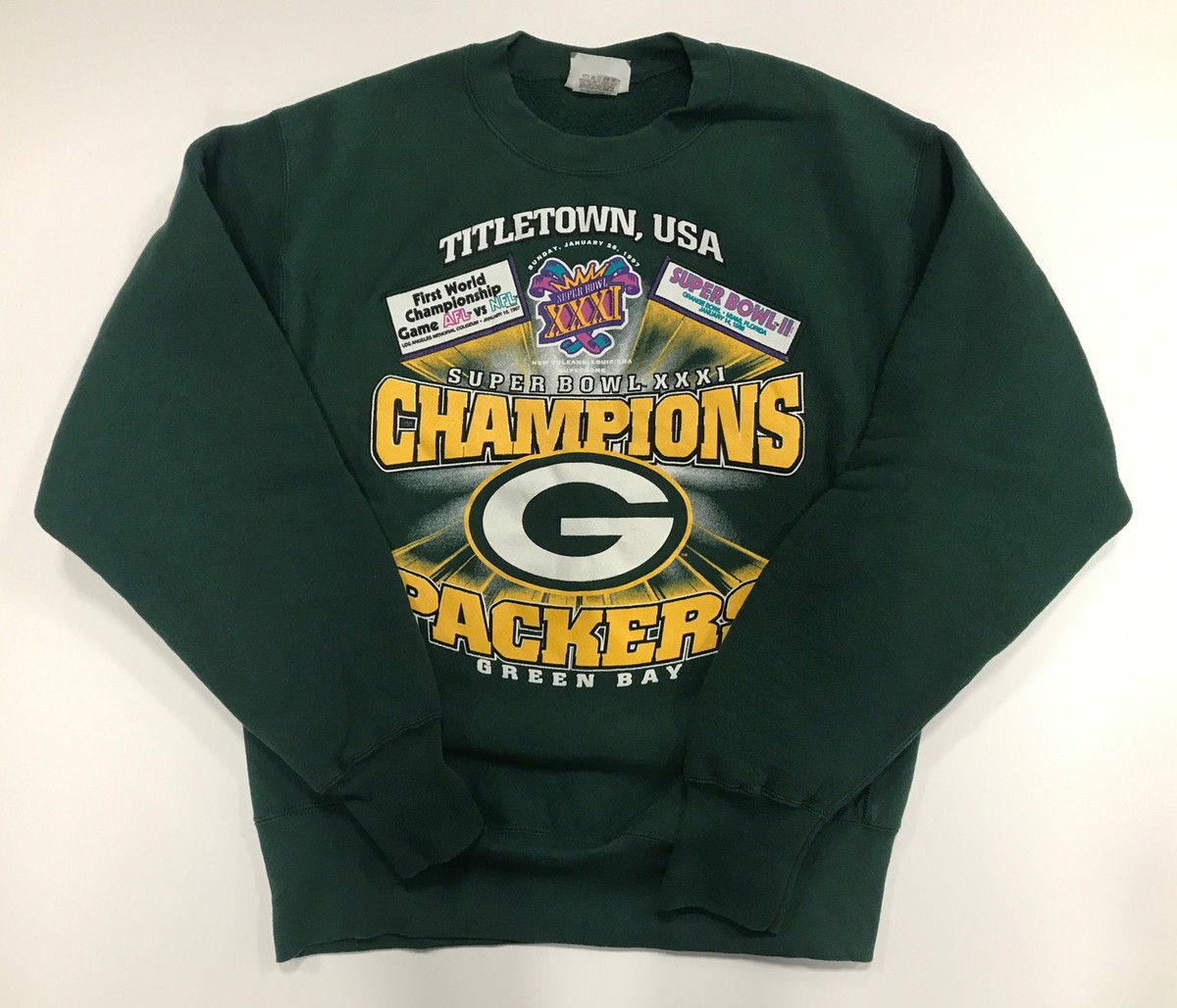 VTG 1996 Green Bay Packers Super Bowl XXXI Champions Crewneck