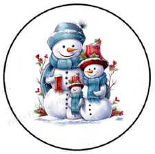 SNOWMAN FAMILY OF 3 CHRISTMAS ENVELOPE SEALS LABELS STICKERS PARTY FAVORS