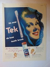 1947 TEK Deluxe Tooth Brush Pretty Woman Nice...