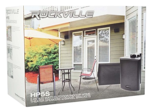 4) Rockville HP5S schwarz 5,25" Outdoor/Indoor Heimkino Terrasse schwenkbare Lautsprecher - Bild 8 von 8