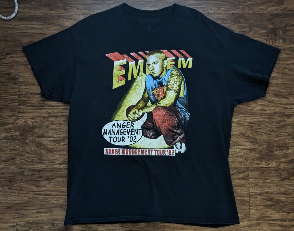 Eminem Anger Management Tour 2002 Vintage Black T-shirt Size Eminem Anger Management Tour 2002 Vintage Black T-shirt Size