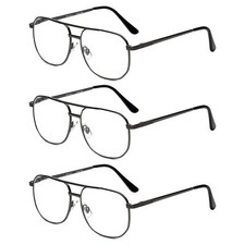 Calabria 1106 Pilot Reading Glasses 3.50 Gun-metal 3pack Mens Designer One