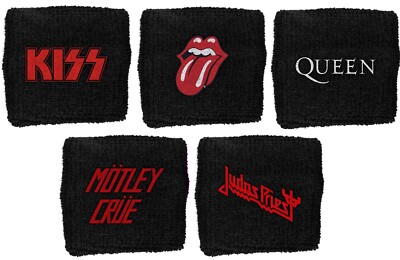 OFFICIAL LOGO SWEATBAND - KISS rolling stones QUEEN motley crue JUDAS PRIEST
