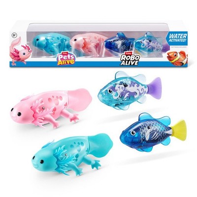 Pets Alive Robo Axolotl und Robo Fish 4er Pack von ZURU (Stile variieren)
