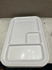 Set Of Two Onieda Melamine White 15”Lx 10”W Cafeteria Style Divided Trays