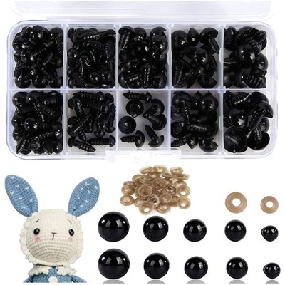 Einfache Montage: 100 Sicherheitsaugen für Puppen und Tierspielzeug - 6 bis 12mm