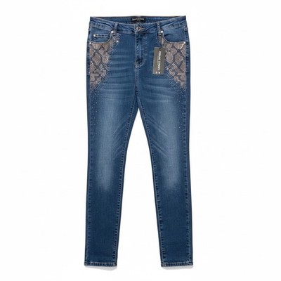 Frank Lyman NWT Cropped Jeans W/gold Studs $220 + Stretchy SZL