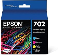 SET of 4 New Genuine SEALED BAG Epson 702 Inkjet Cartridges No Box